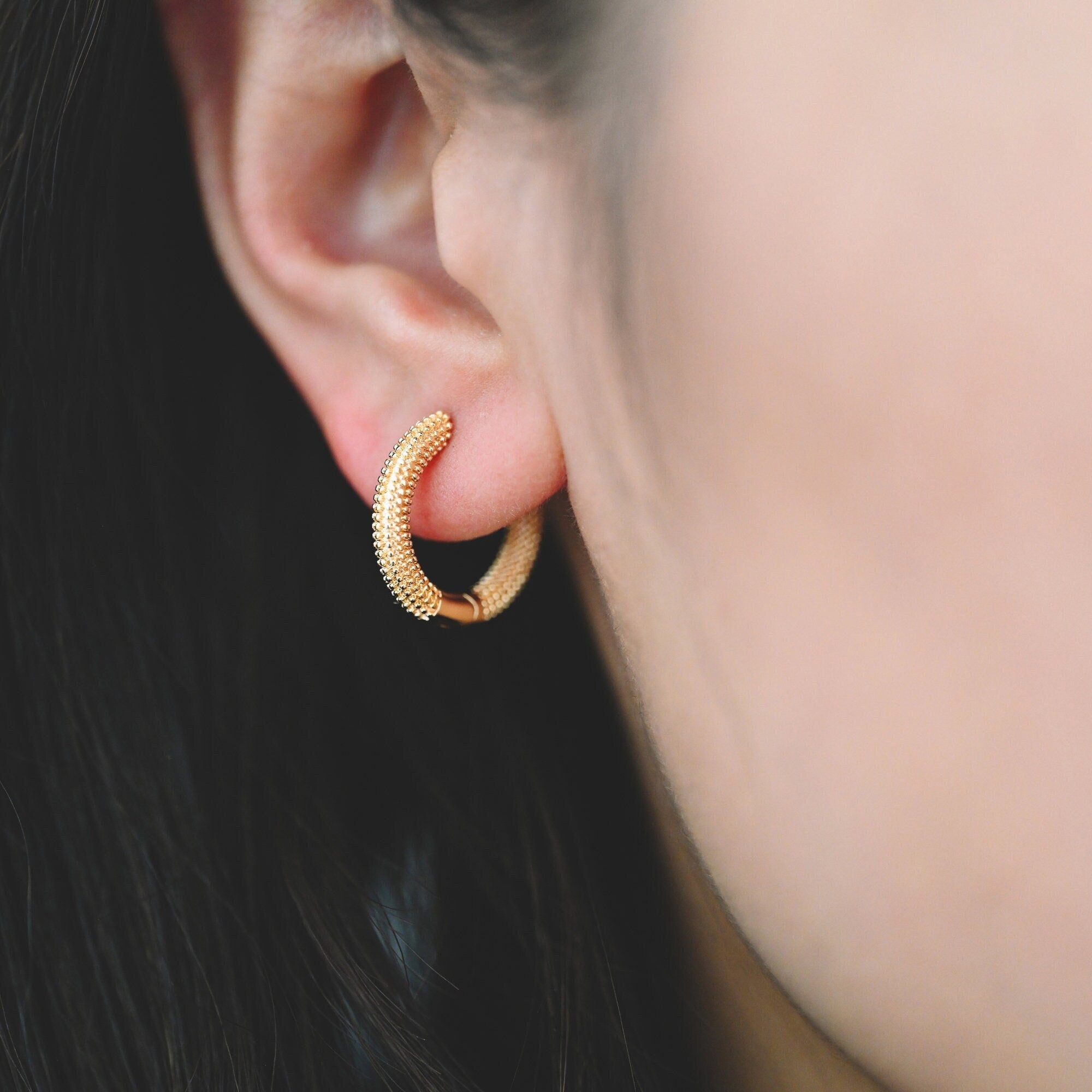 4pcs Gold Hoop Earrings 18mm, 18K Gold plated Brass, Round Circle Earring (GB-4186)
